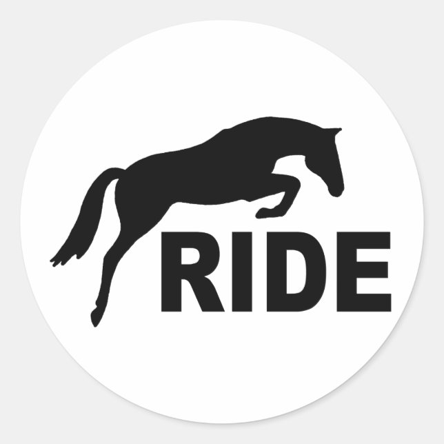 Sticker Rond MARCHE avec Cheval de saut (noir) (Devant)