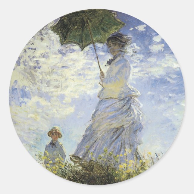 Sticker Rond Marche, dame avec un Parasol (Devant)