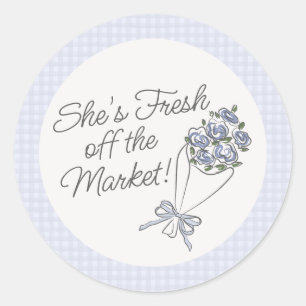 Sticker Rond Marché de Fleurs Bleues Fraîches Fleurs Mariée Sal