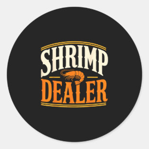 Sticker Rond Marché de fruits de mer crevettes 