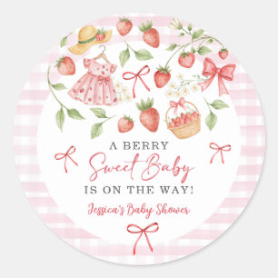 Sticker Rond Marché de producteurs Baby Shower aux fraises Berr