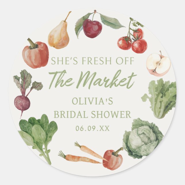 Sticker Rond Marché de producteurs frais Mariage Fête de douche (Devant)