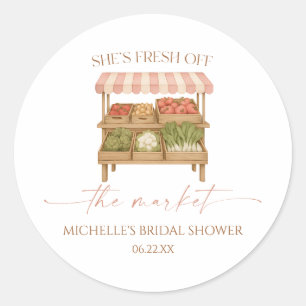 Sticker Rond Marché de Producteurs Frais Mariage Shower