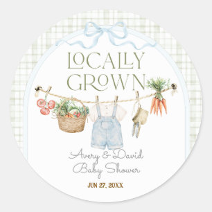 Sticker Rond Marché de producteurs locaux Baby Shower garçon