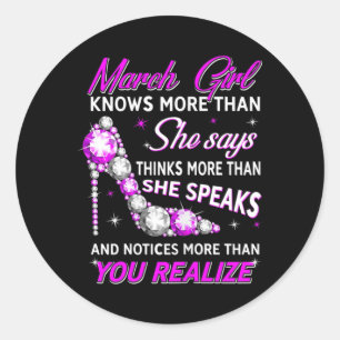 Sticker Rond Marche des Femmes Fille Citation de Faits Drôles C