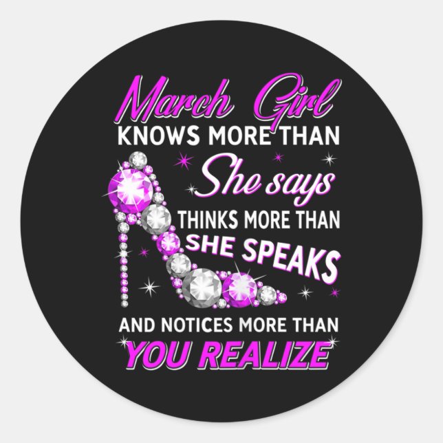 Sticker Rond Marche des Femmes Fille Citation de Faits Drôles C (Devant)