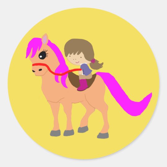 Sticker Rond Marche sur mon poney
