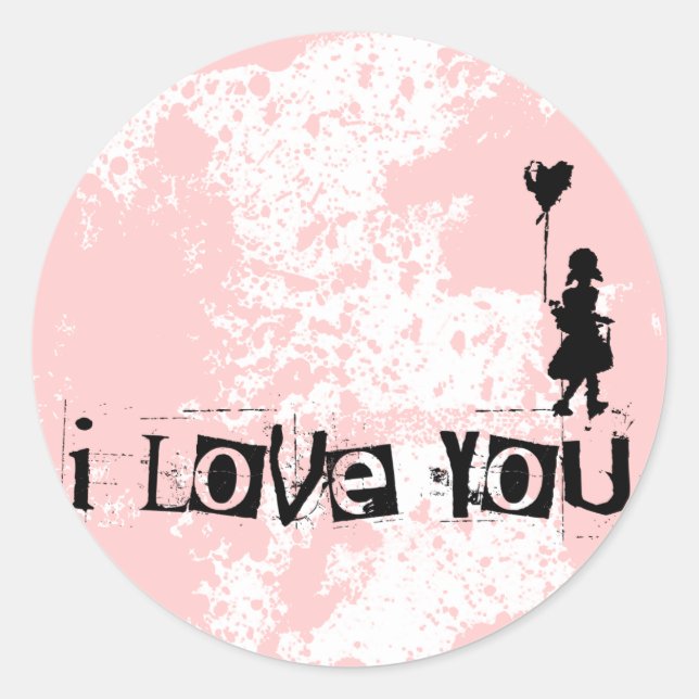 Sticker Rond marche ton coeur : je t'aime (Devant)