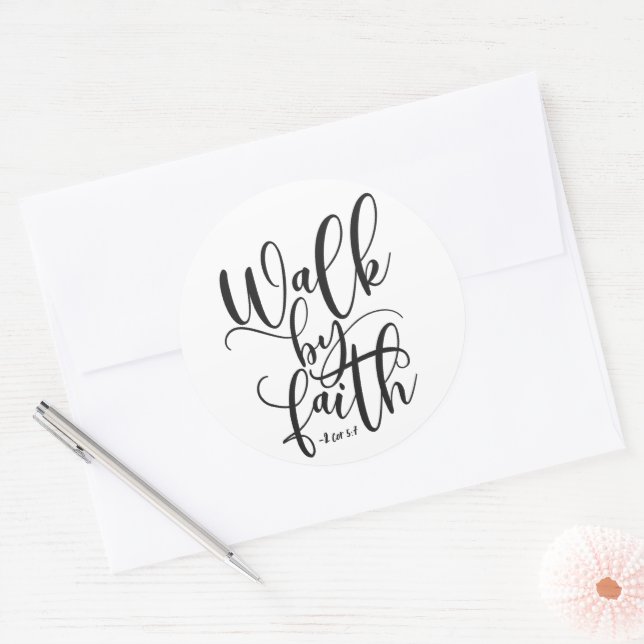 Sticker Rond Marcher Par La Foi 2 Corinthiens 5:7 (Enveloppe)