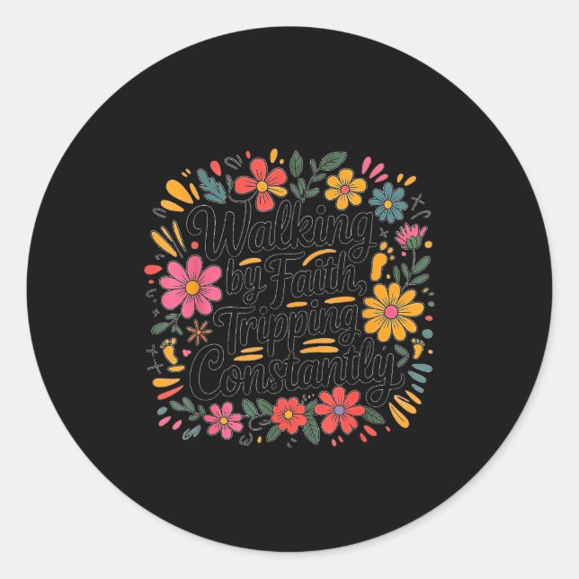 Sticker Rond Marcher par la foi en trébuchant constamment Coupl (Devant)