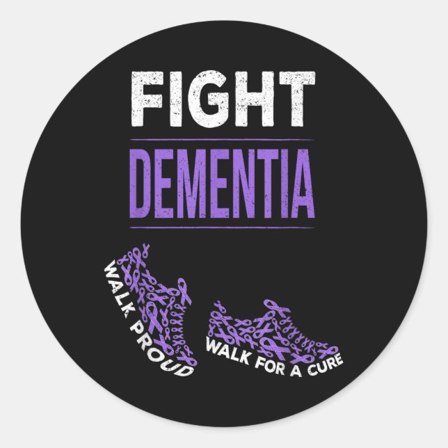 Sticker Rond Marcher Pour Une Démence Cure Sensibilisation Ribb (Devant)
