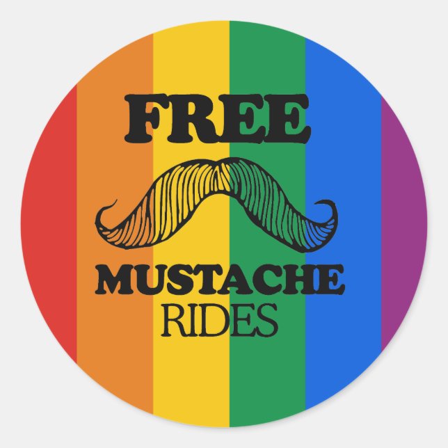 STICKER ROND MARCHES DE MUSTACHE GRATUITES (Devant)