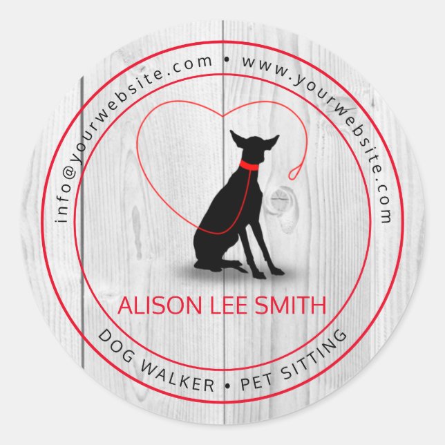 Sticker Rond Marcheuse de chien / Prise de soin des animaux (Devant)