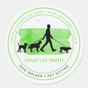 Sticker Rond Marcheuse de chien / Prise de soin des animaux