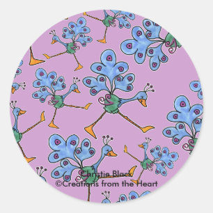 Sticker Rond Marching Peacock collage