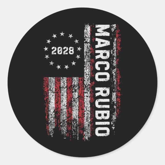 Sticker Rond Marco Rubio 2028 Président 48 Campagne électorale  (Devant)