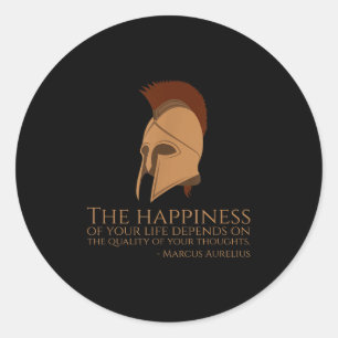 Sticker Rond Marcus Aurelius Citation Sur Le Bonheur - Ancien R