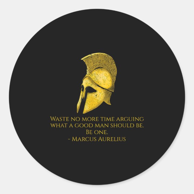 Sticker Rond Marcus Aurelius - Philosophie stoïque Citation Sur (Devant)