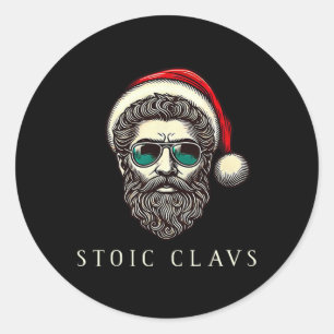 Sticker Rond Marcus Aurelius Stoïcien Père Noël Stoïcisme Drôle