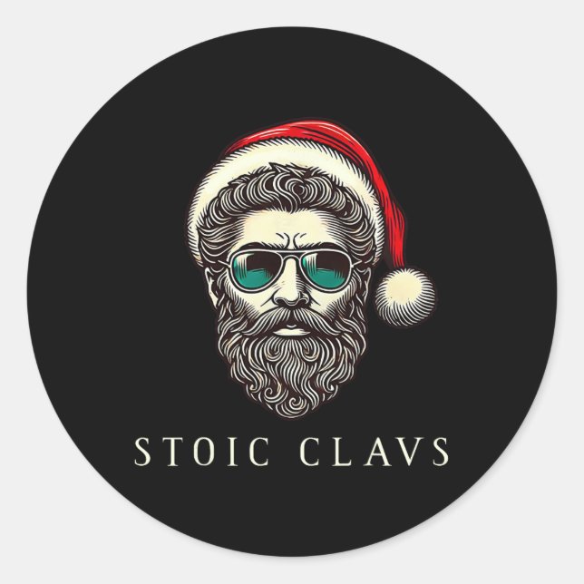 Sticker Rond Marcus Aurelius Stoïcien Père Noël Stoïcisme Drôle (Devant)