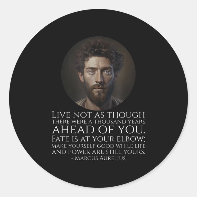 Sticker Rond Marcus Aurelius Stoicism - Philosophie stoïque rom (Devant)
