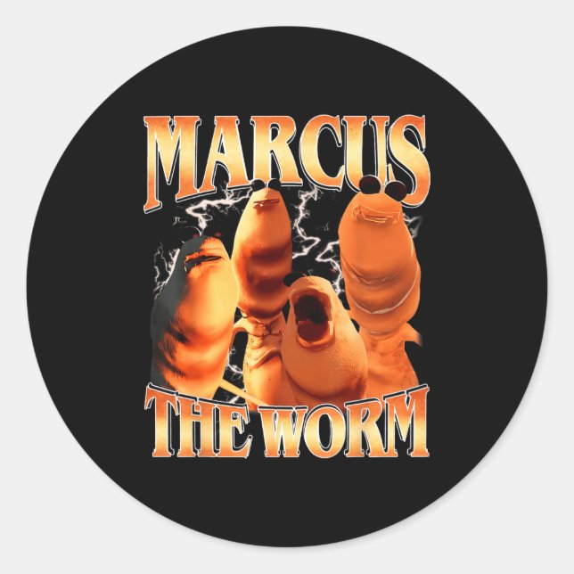 Sticker Rond Marcus The Worm Bootleg Pour Hommes Femmes Meme Fa (Devant)