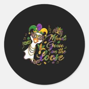 Sticker Rond Mardi Goose En Liberté Mardi Gras Silly Goose Ca