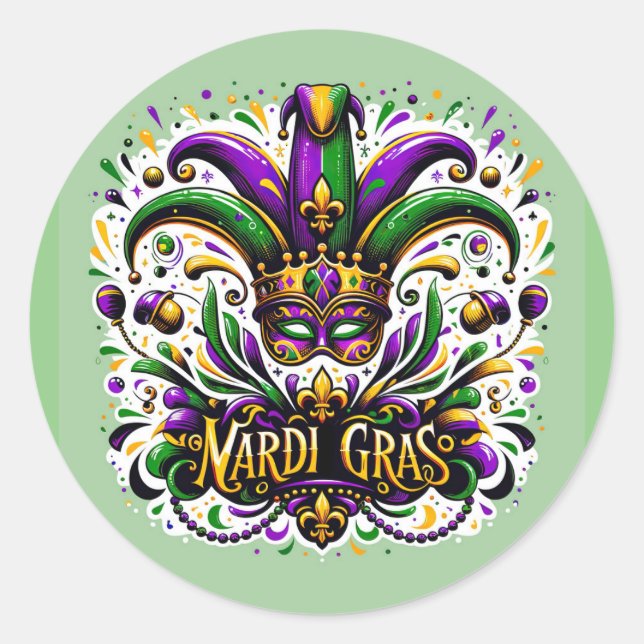 Sticker Rond Mardi Gras (Devant)