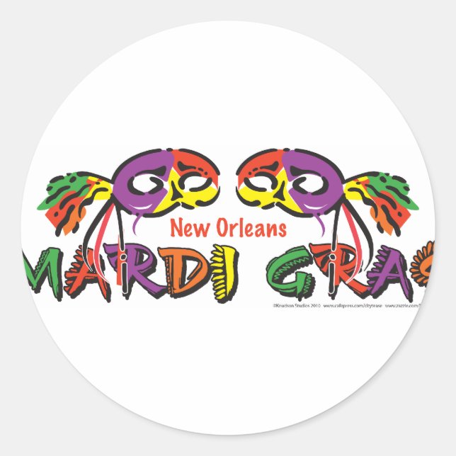 STICKER ROND MARDI-GRAS (Devant)