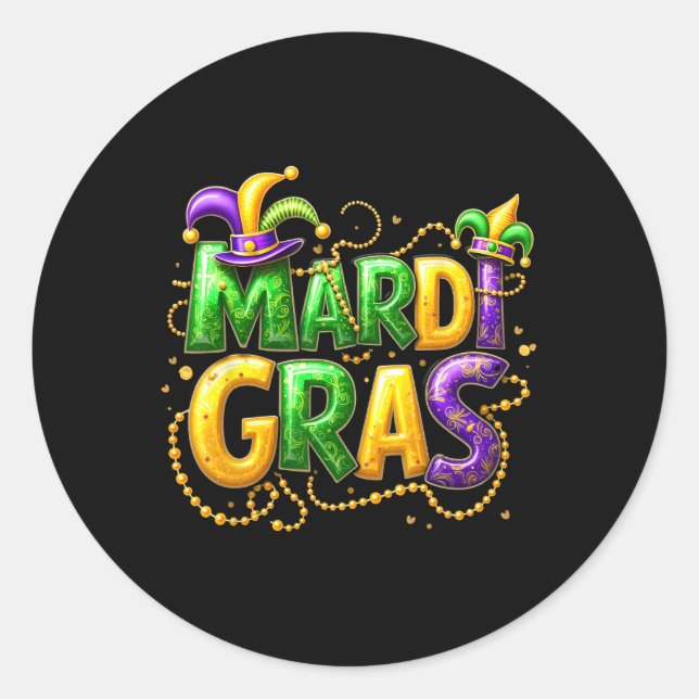 Sticker Rond Mardi Gras 2025 - Vêtements Pour Hommes Femmes (Devant)