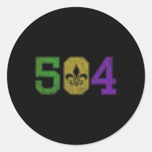 Sticker Rond Mardi Gras 504 T Shirt Nola Nouvelle Orléans Louis