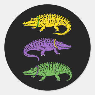 Sticker Rond Mardi Gras Alligator Drôle Hommes Mardi Gras Enfan