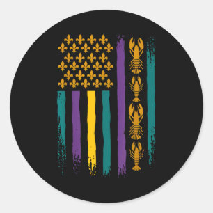 Sticker Rond Mardi Gras Américain Drapeau Usa Drôle