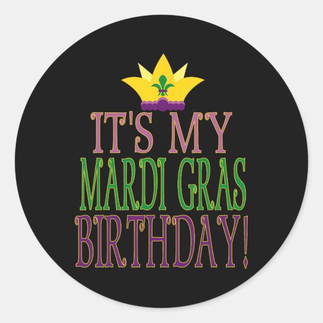Sticker Rond Mardi Gras Anniversaire - Fun Mardi Gras Thème (Devant)