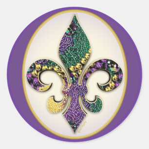 Sticker Rond Mardi Gras Bead Fleur de lis