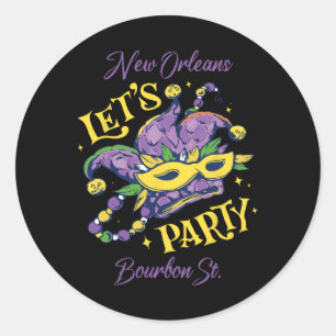 Sticker Rond Mardi Gras Bourbon Street Nouvelle-Orléans Souveni