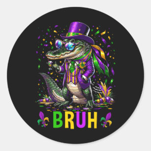 Sticker Rond Mardi Gras Bruh Marigator Alligator Mardi Gras Cos
