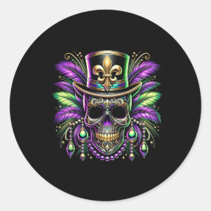 Sticker Rond Mardi Gras Carnival Crâne New Orleans Outfit Parad