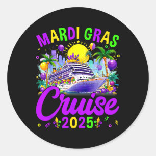 Sticker Rond Mardi Gras Carnival Cruise 2025 Family Cruising