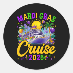 Sticker Rond Mardi Gras Carnival Cruise 2025 Family Cruising Ma