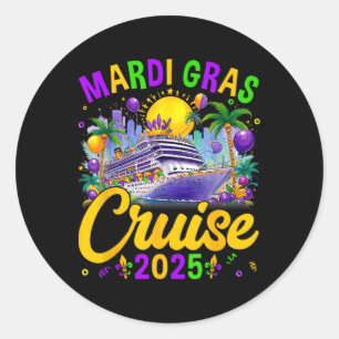 Sticker Rond Mardi Gras Carnival Cruise 2025 Family Cruising Ma