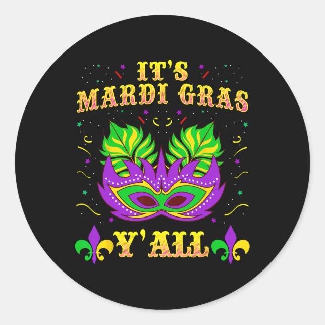 Sticker Rond Mardi Gras Chemises pour femmes Hommes C'est Mardi (Devant)