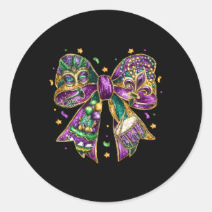 Sticker Rond Mardi Gras Coquette Bow Gros Mardi New Orleans Ki