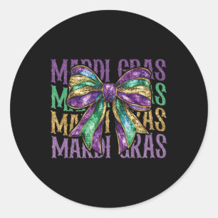 Sticker Rond Mardi Gras Coquette Bow Gros Mardi Nouvelle-Orléan