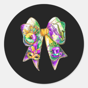 Sticker Rond Mardi Gras Coquette Bow Gros Mardi Nouvelle-Orléan