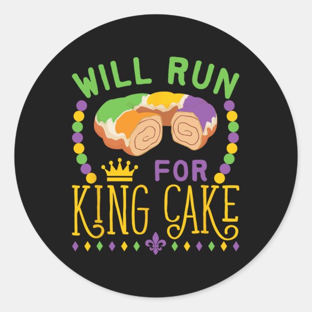 Sticker Rond Mardi Gras Courir Sera En Course Pour King Cake Fu (Devant)