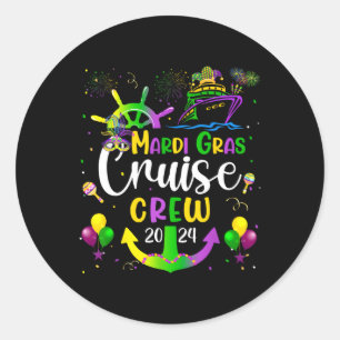 Sticker Rond Mardi Gras Cruise 2024 Voyage de correspondance de