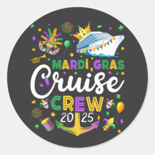 Sticker Rond Mardi Gras Cruise Crew 2025 Correspondance