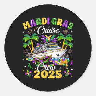 Sticker Rond Mardi Gras Cruise Crew 2025 Trip New Orleans Famil