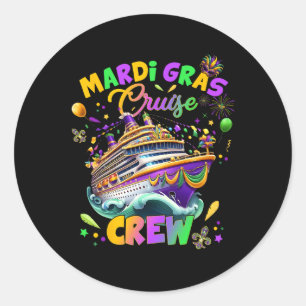 Sticker Rond Mardi Gras Cruise Crew 2025 Trip New Orleans Famil
